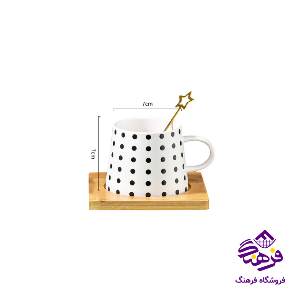 لیوان سرامیکی کف چوب